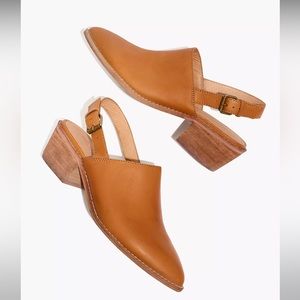 Madewell Jess Leather Brown Slingback Mule Heel